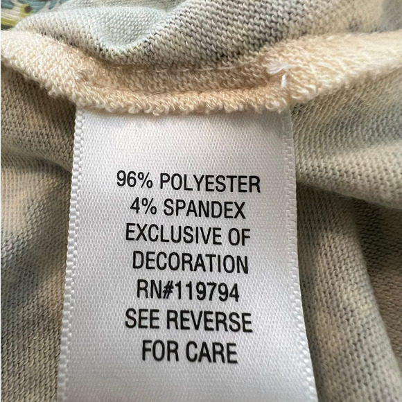 Live and Let Live Tunic Size L Green and Blue Print Asymmetrical Hem Tie Front - Picture 5 of 7